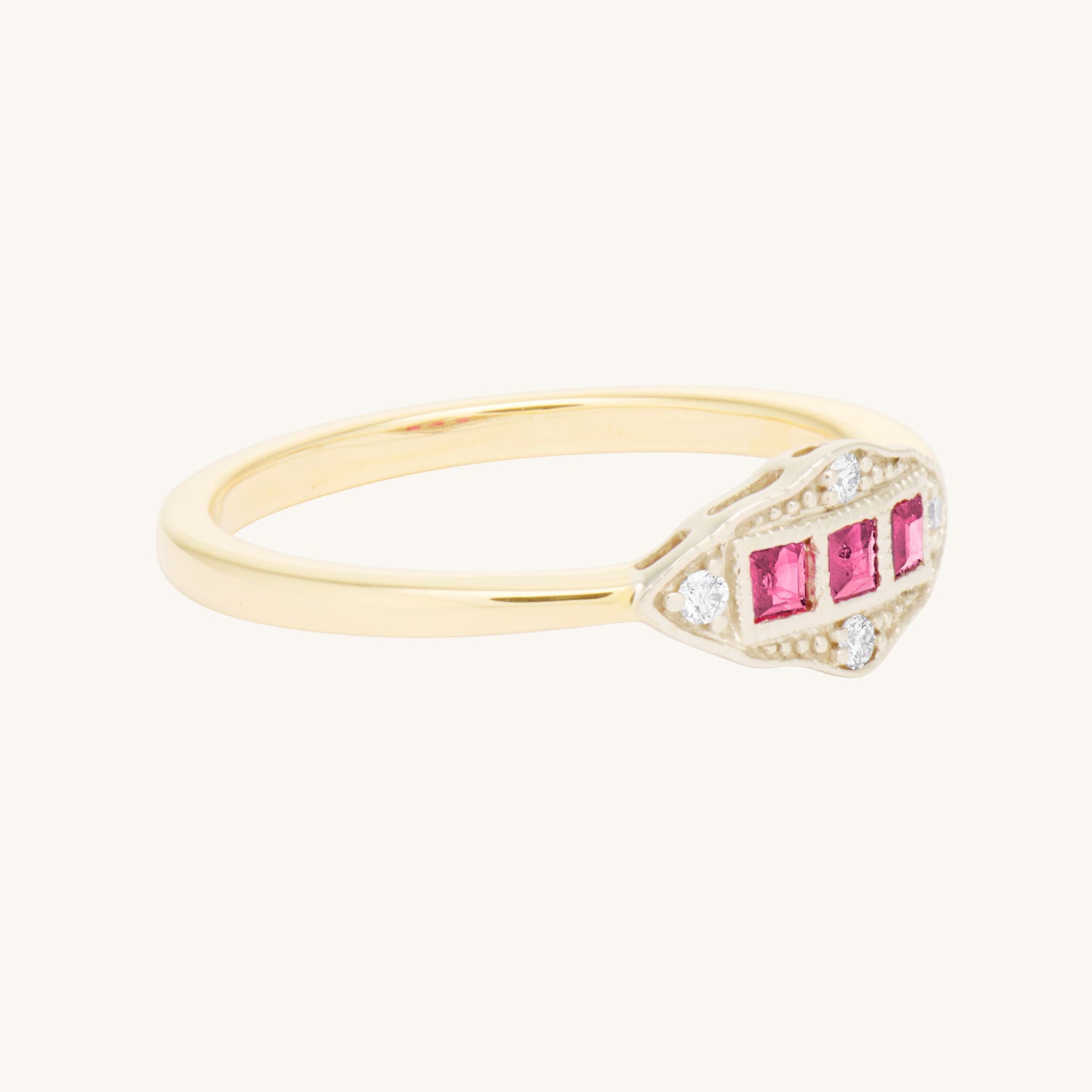Alternative view of Machine Age Ruby Ring