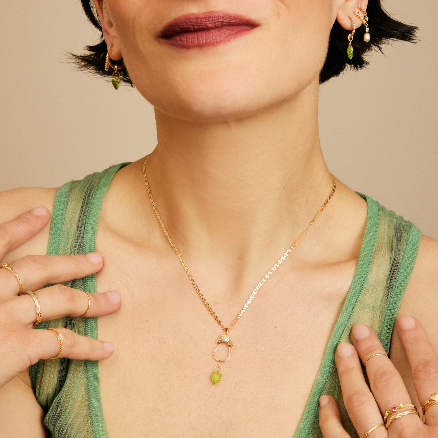 Little Peridot Leaf Charm - Image 5