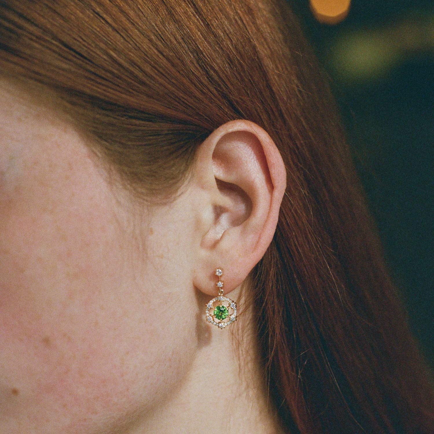 Alternative view of Great Lawn Peridot & Diamond Earrings (pair)