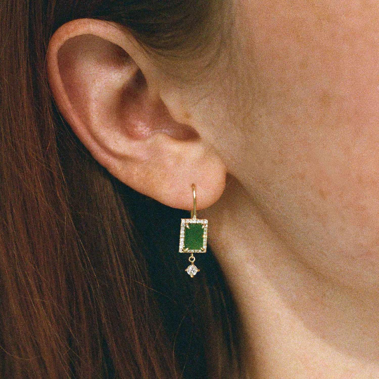 Julia's Jade and Diamond Drop Earrings (pair) - Image 4
