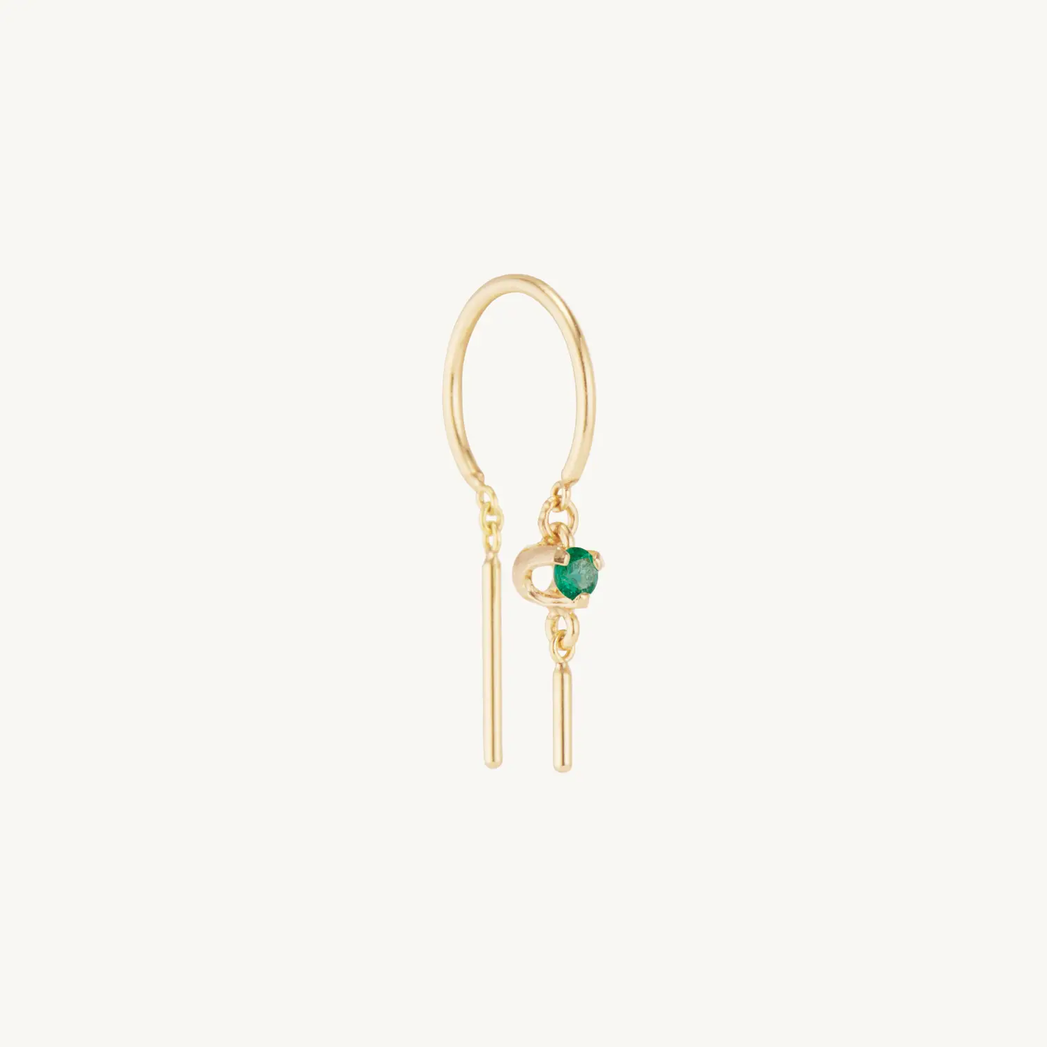 Baby Chime Earring, Emerald (single)