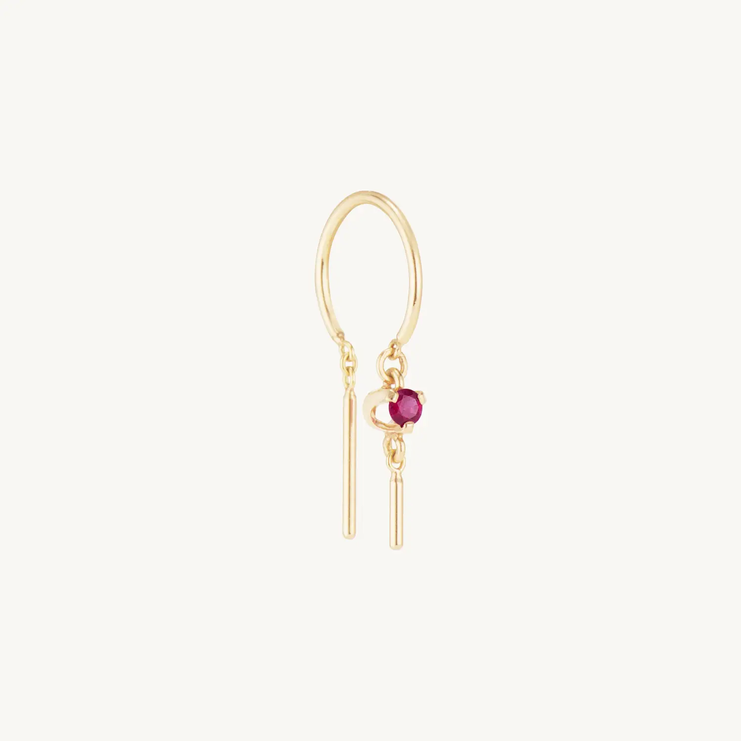 Baby Chime Earring, Ruby (single)
