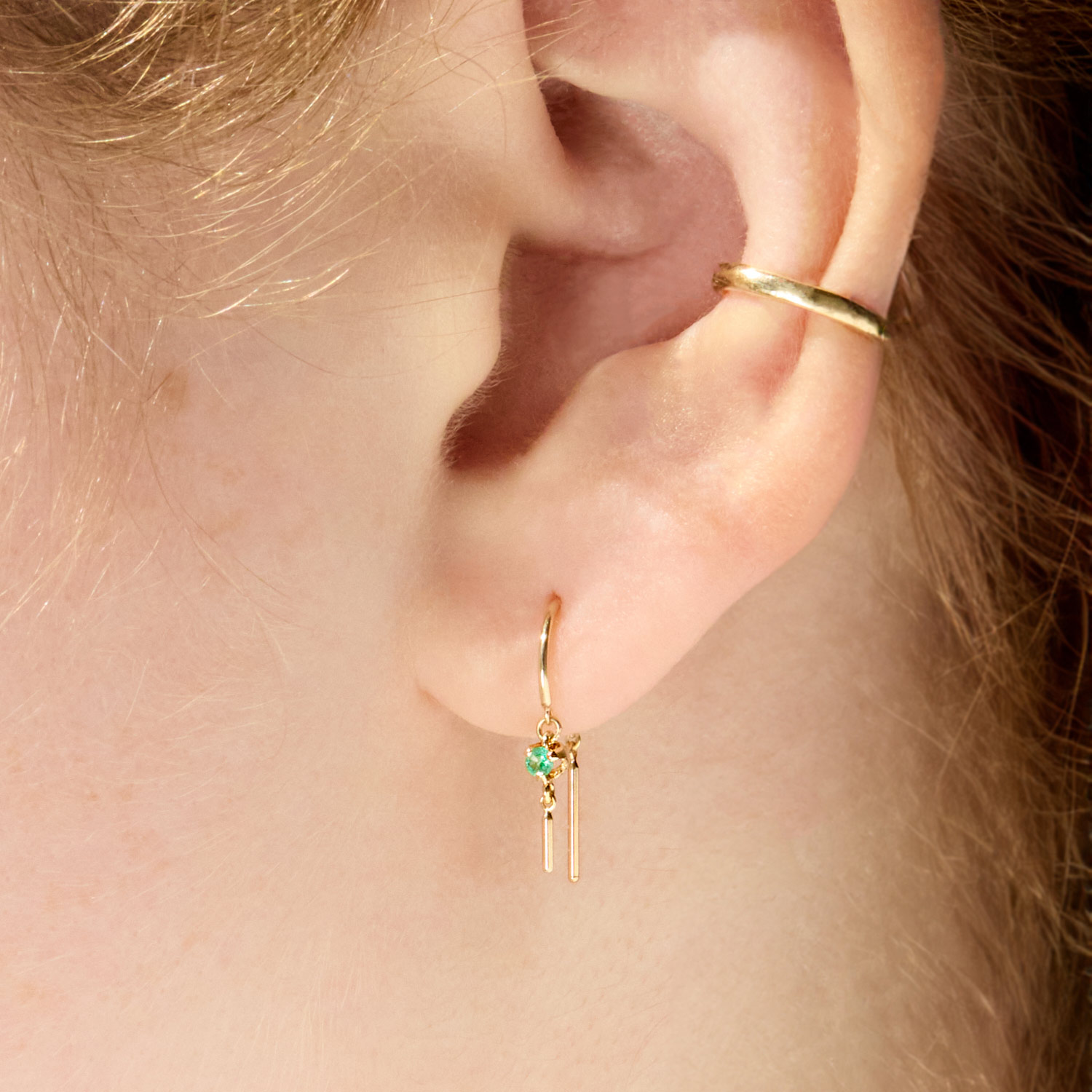Baby Chime Earring, Emerald (single) - Image 3