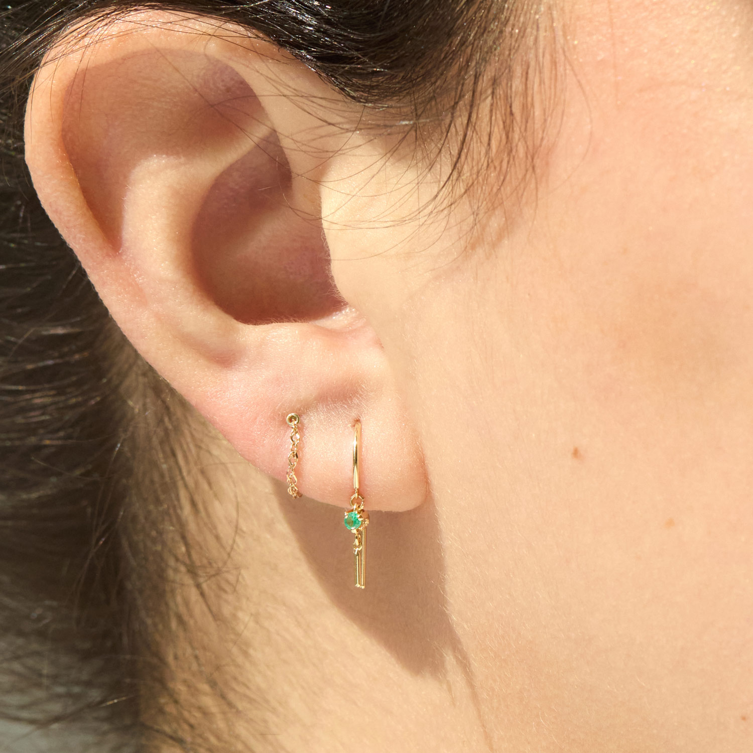 Baby Chime Earring, Emerald (single) - Image 4