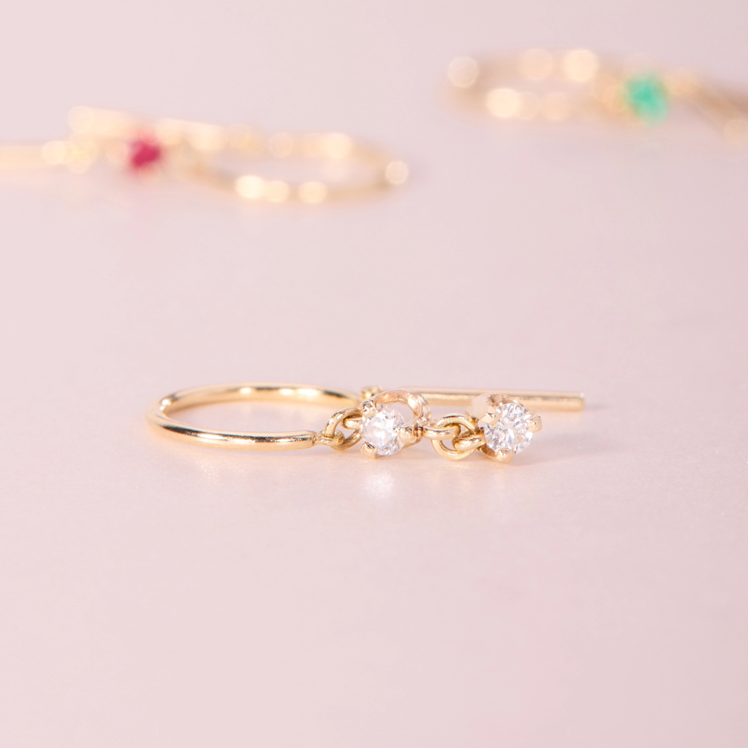 Baby Chime Earring, Double Diamond (single) - Image 5