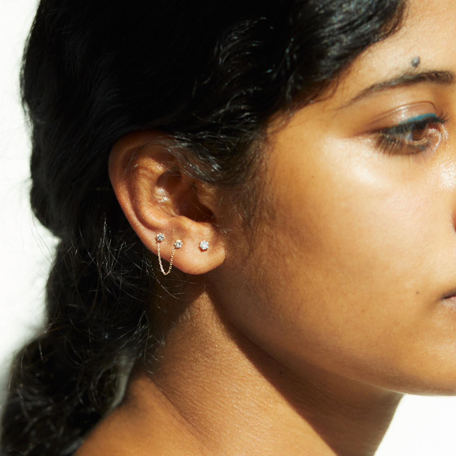 Double Gray Diamond Draped Earring (single) - Image 4