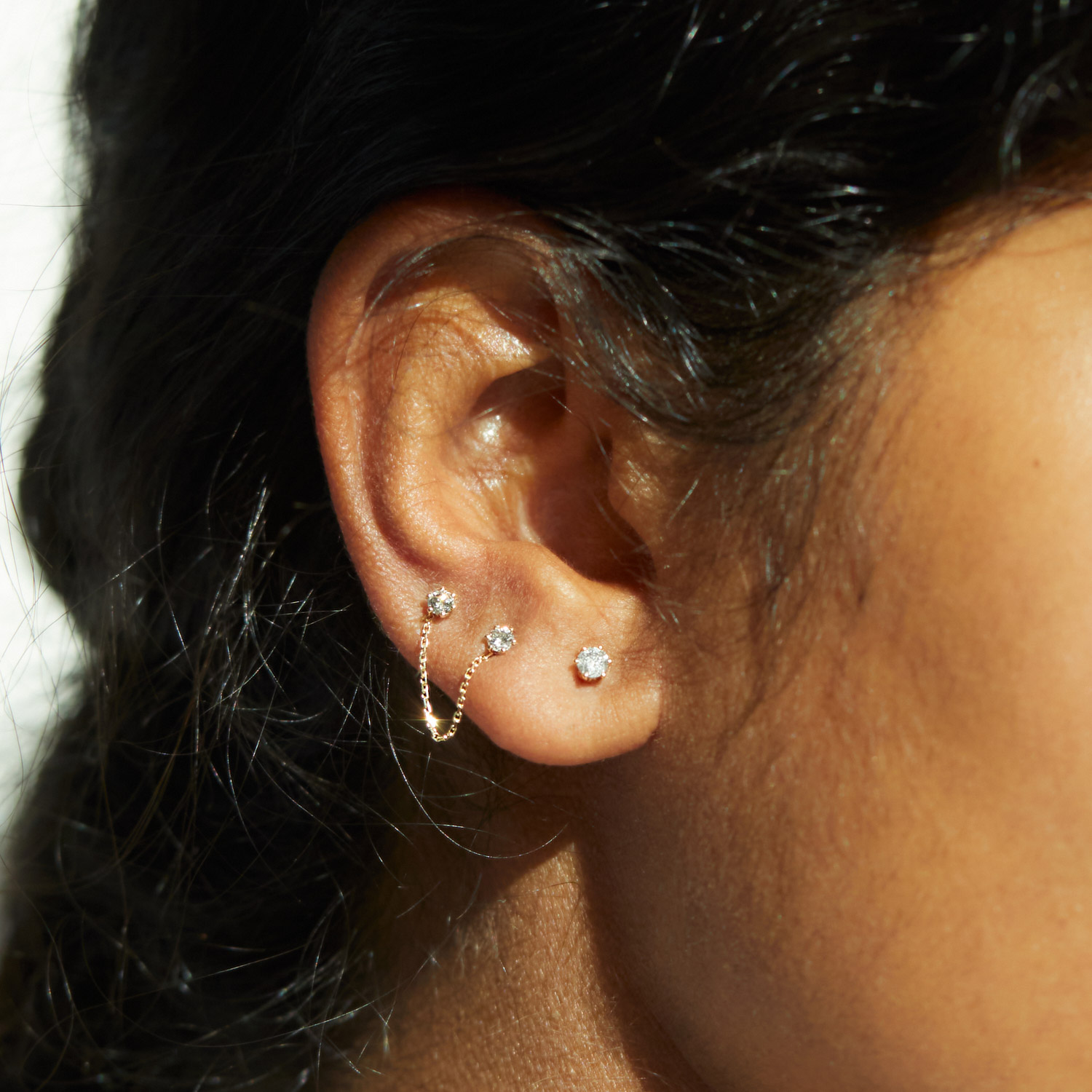 Alternative view of Double Gray Diamond Draped Earring (single)