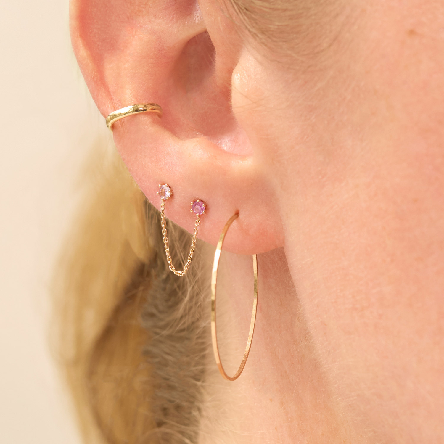 Double Pink Sapphire Draped Earring (single) - Image 3