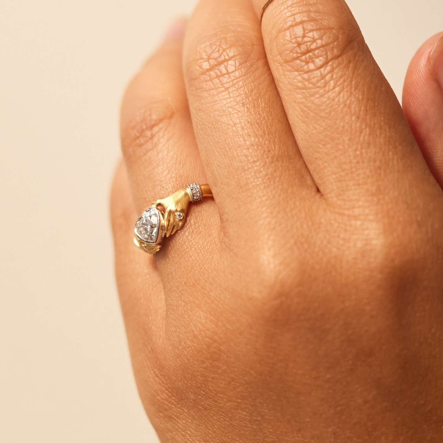 Adorned Hands Diamond Heart Gold Ring - Image 6