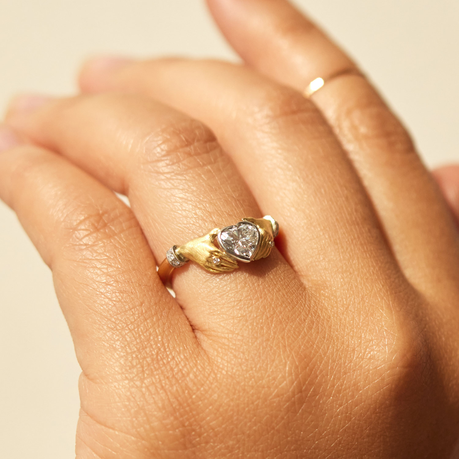 Adorned Hands Diamond Heart Gold Ring - Image 8