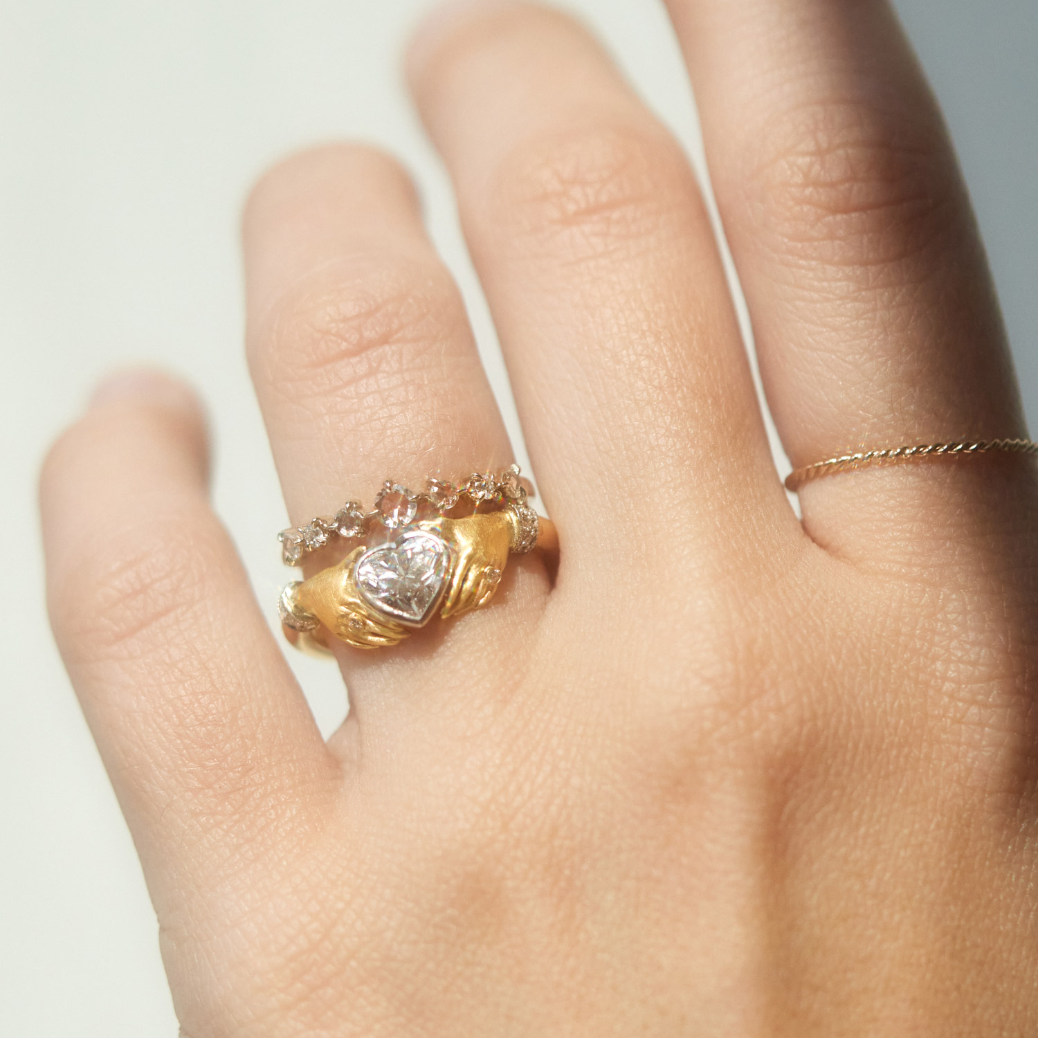Adorned Hands Diamond Heart Gold Ring - Image 9