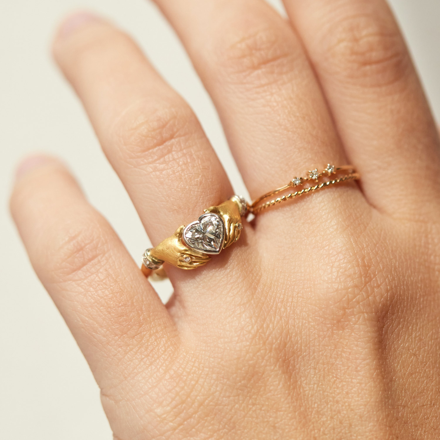 Adorned Hands Diamond Heart Gold Ring - Image 5