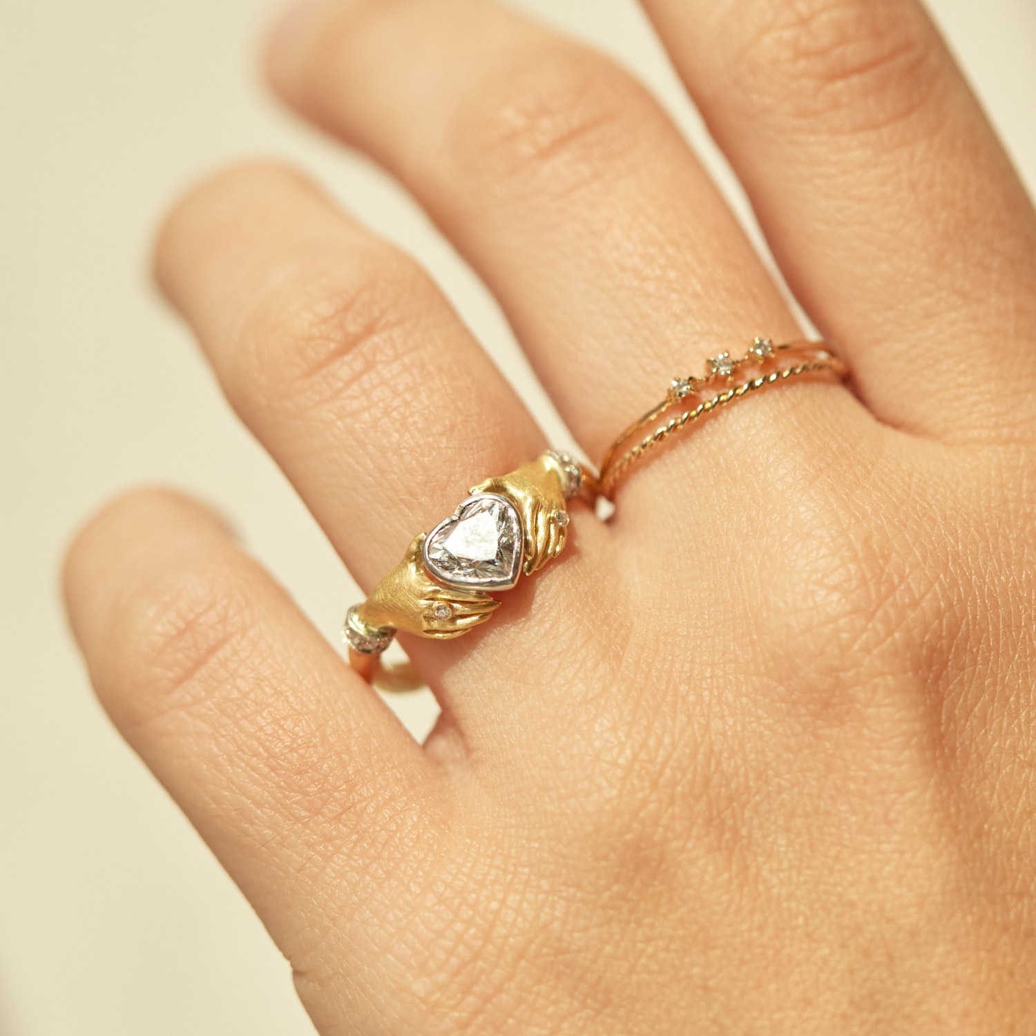 Adorned Hands Diamond Heart Gold Ring - Image 7