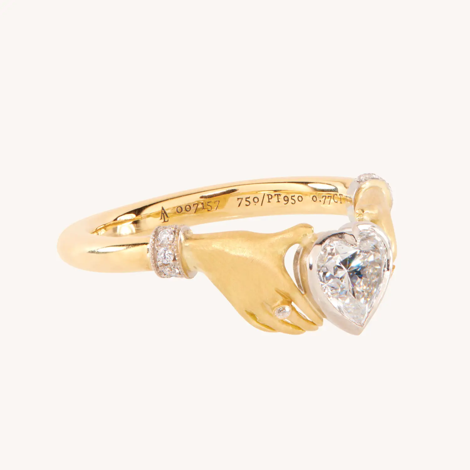 Adorned Hands Diamond Heart Gold Ring - Image 3