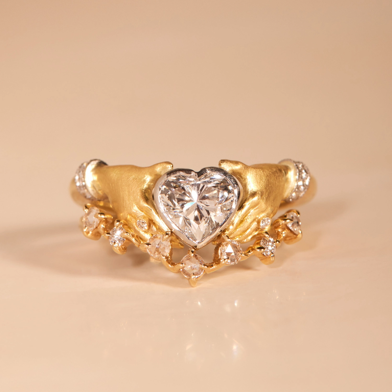 Adorned Hands Diamond Heart Gold Ring - Image 11