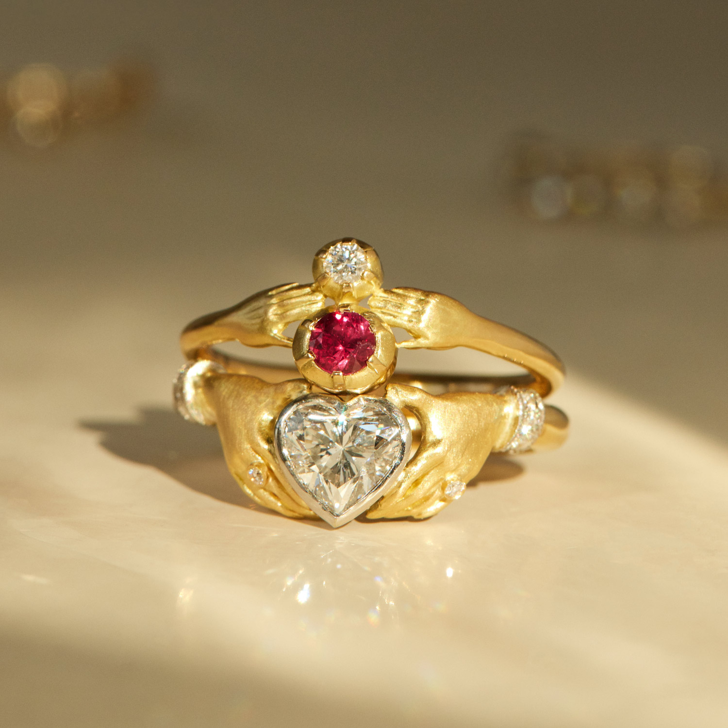 Adorned Hands Diamond Heart Gold Ring - Image 12