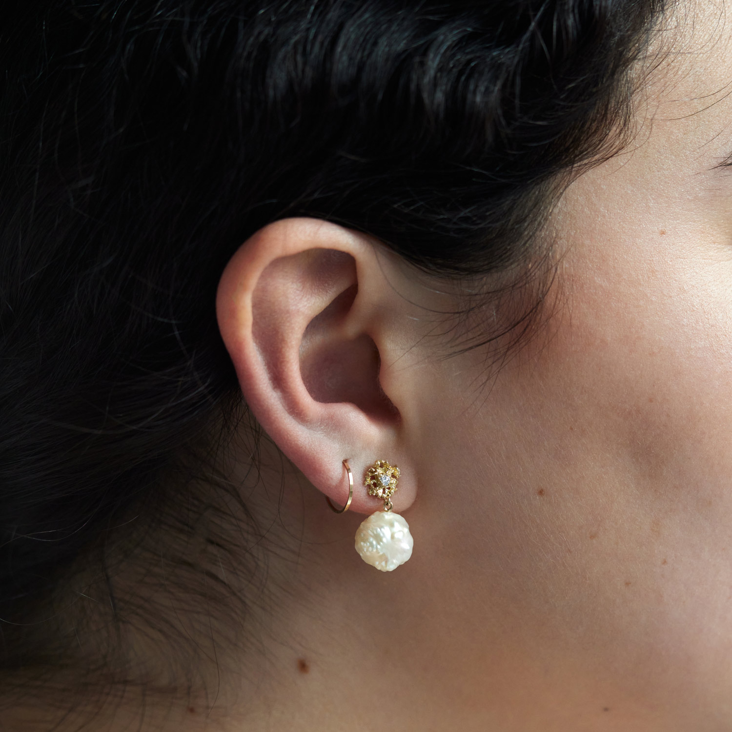 Star Lace Pearl Earrings (Pair) - Image 3
