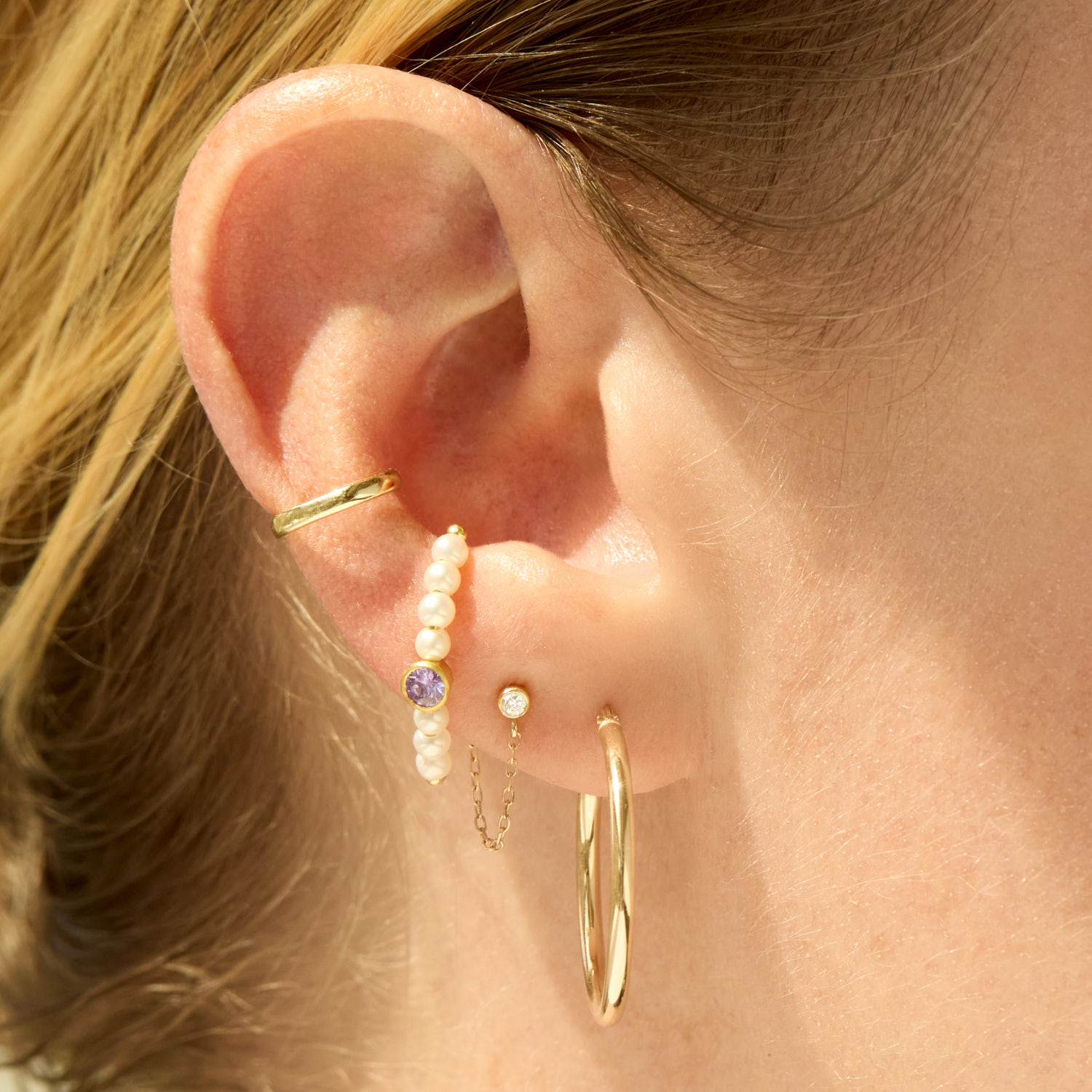 Alternative view of Cupid's Bow Earring, Sapphire (single)