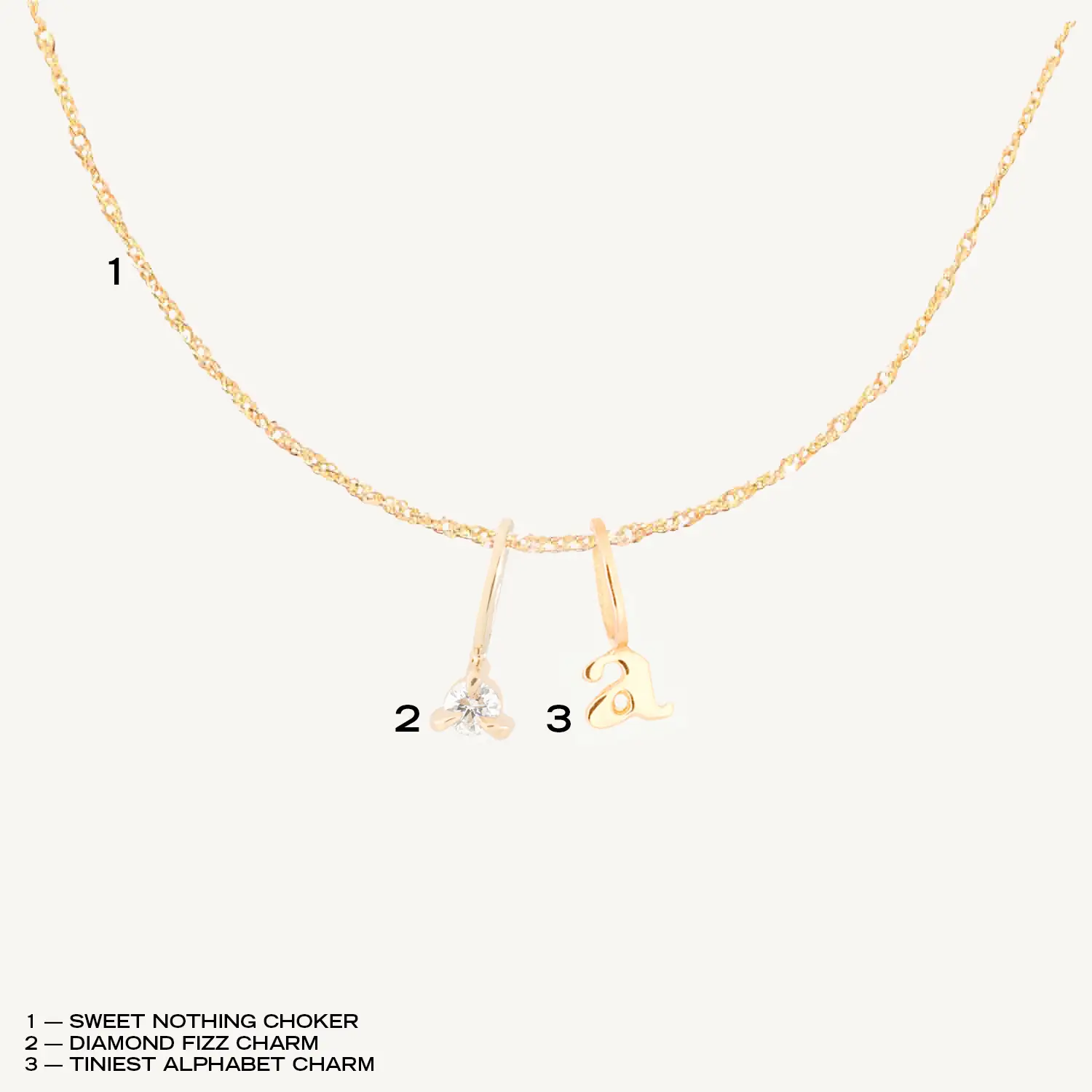 Alternative view of Choose Your Initial & Diamond Charm Necklace