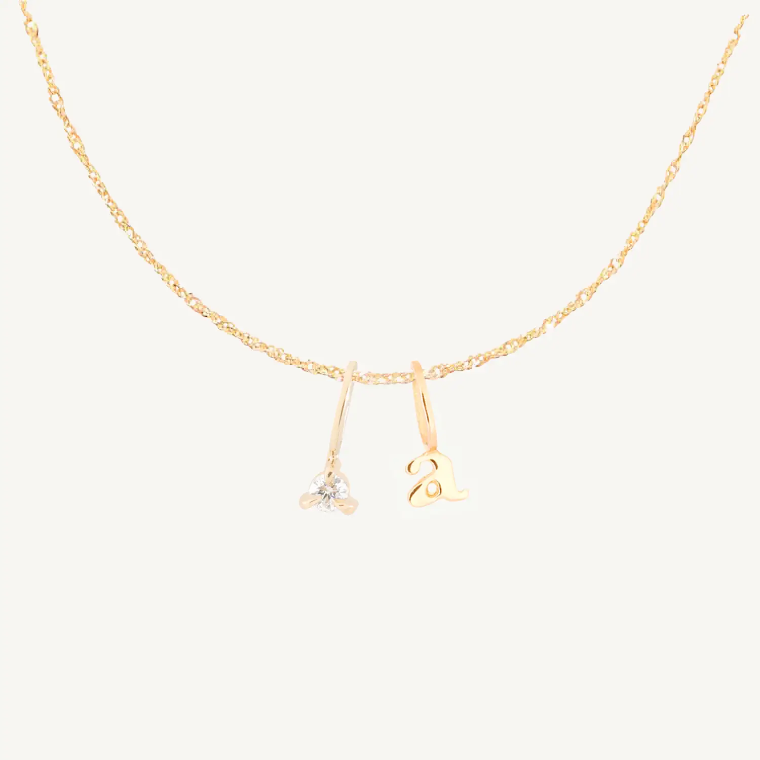 Choose Your Initial & Diamond Charm Necklace