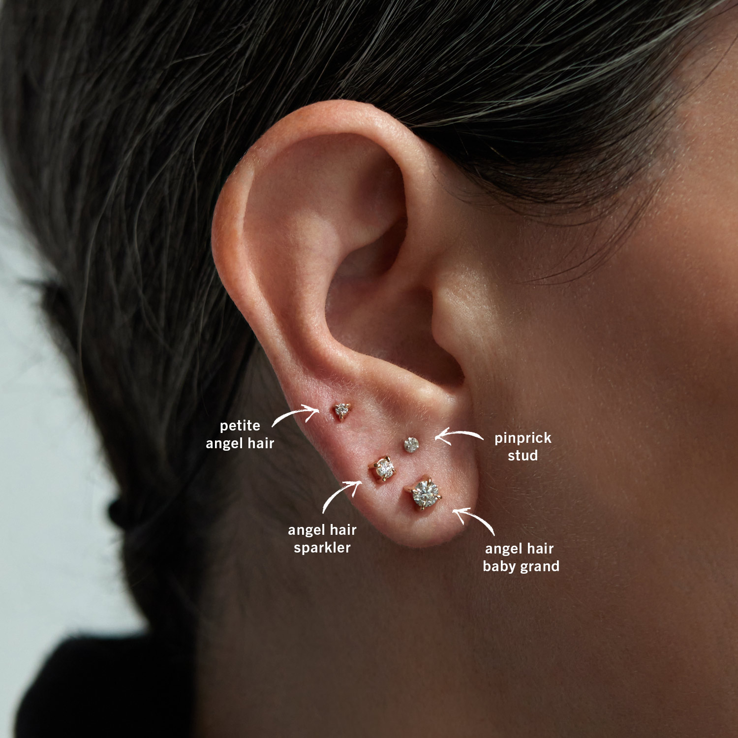 Angel Hair Diamond Stud Earrings, Sparkler (single) - Image 3