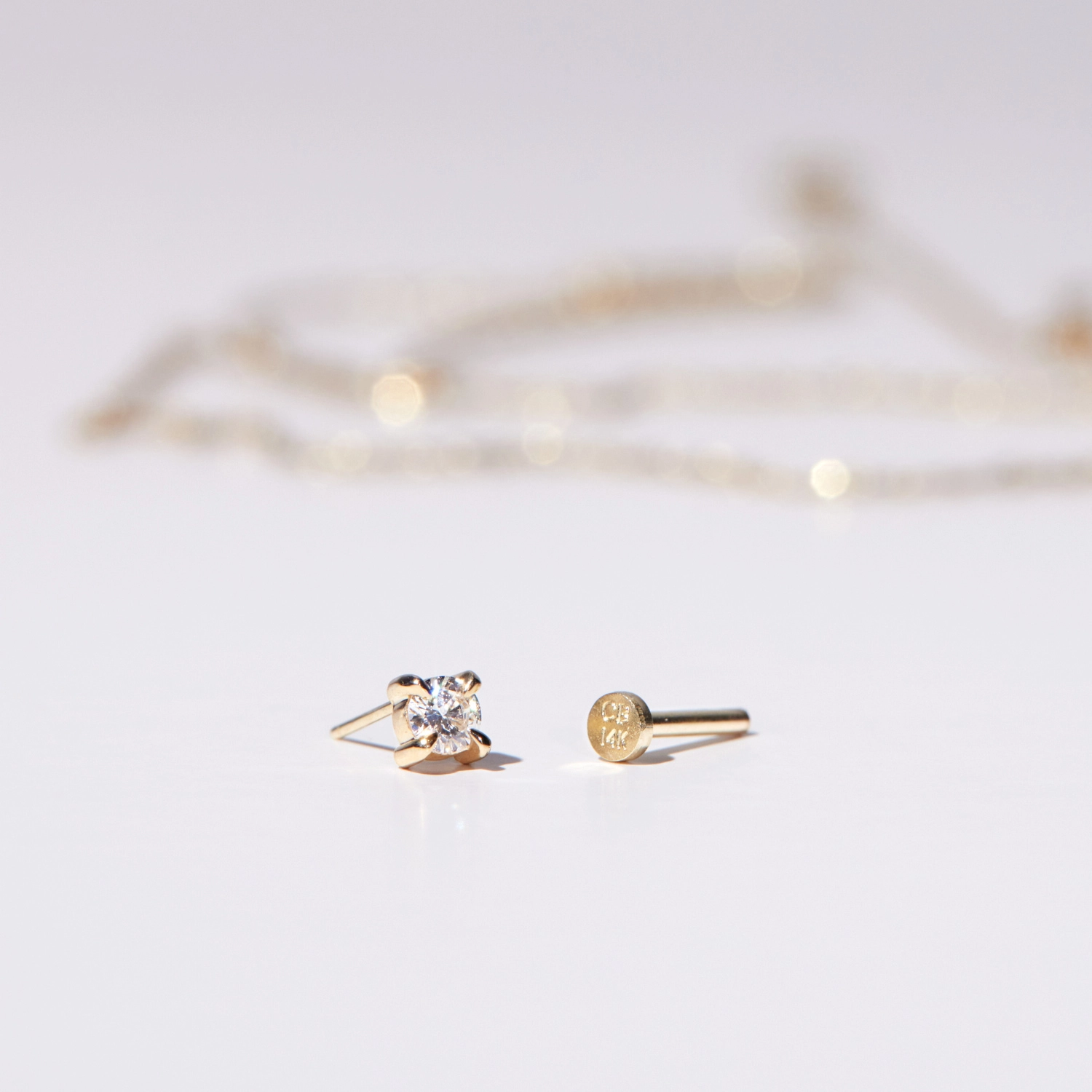 Flat Back Angel Hair Diamond Stud (single) - Image 7