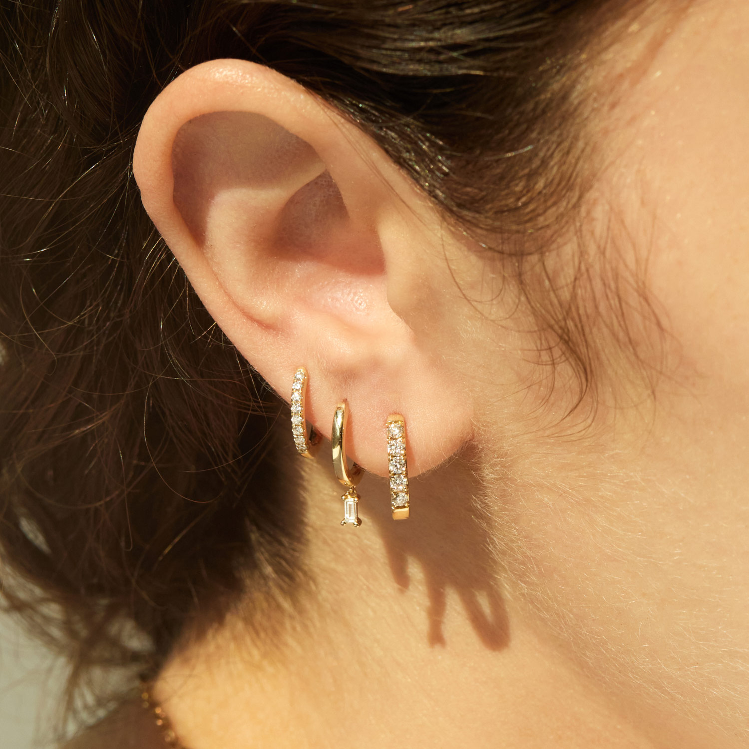 Chubby Huggy Diamond Hoop Earrings (single) - Image 4