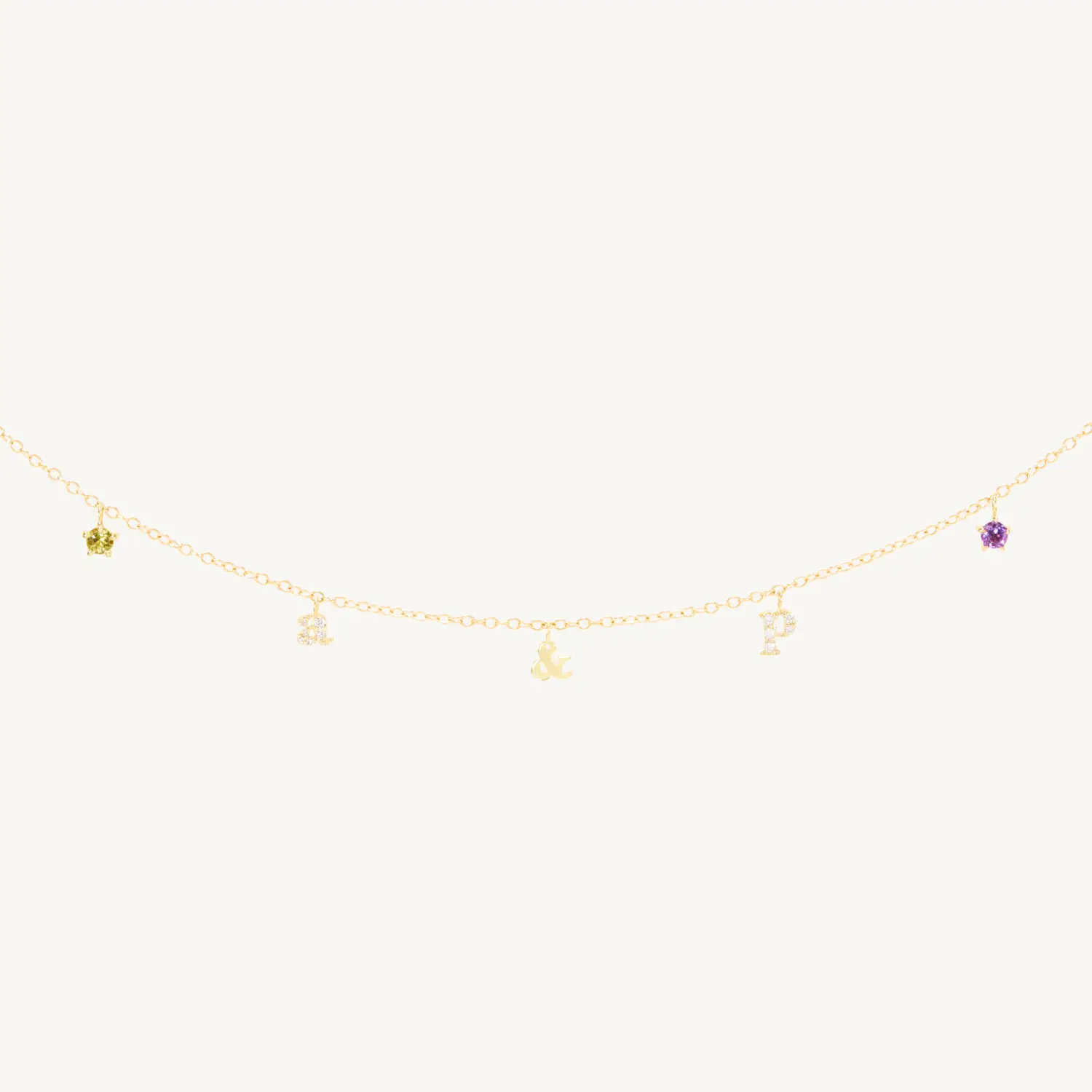 Confetti Custom Five Gold Charm Necklace