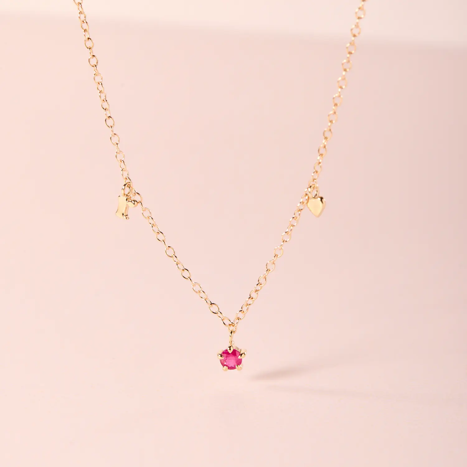 Confetti Custom Three Gold Charm Necklace