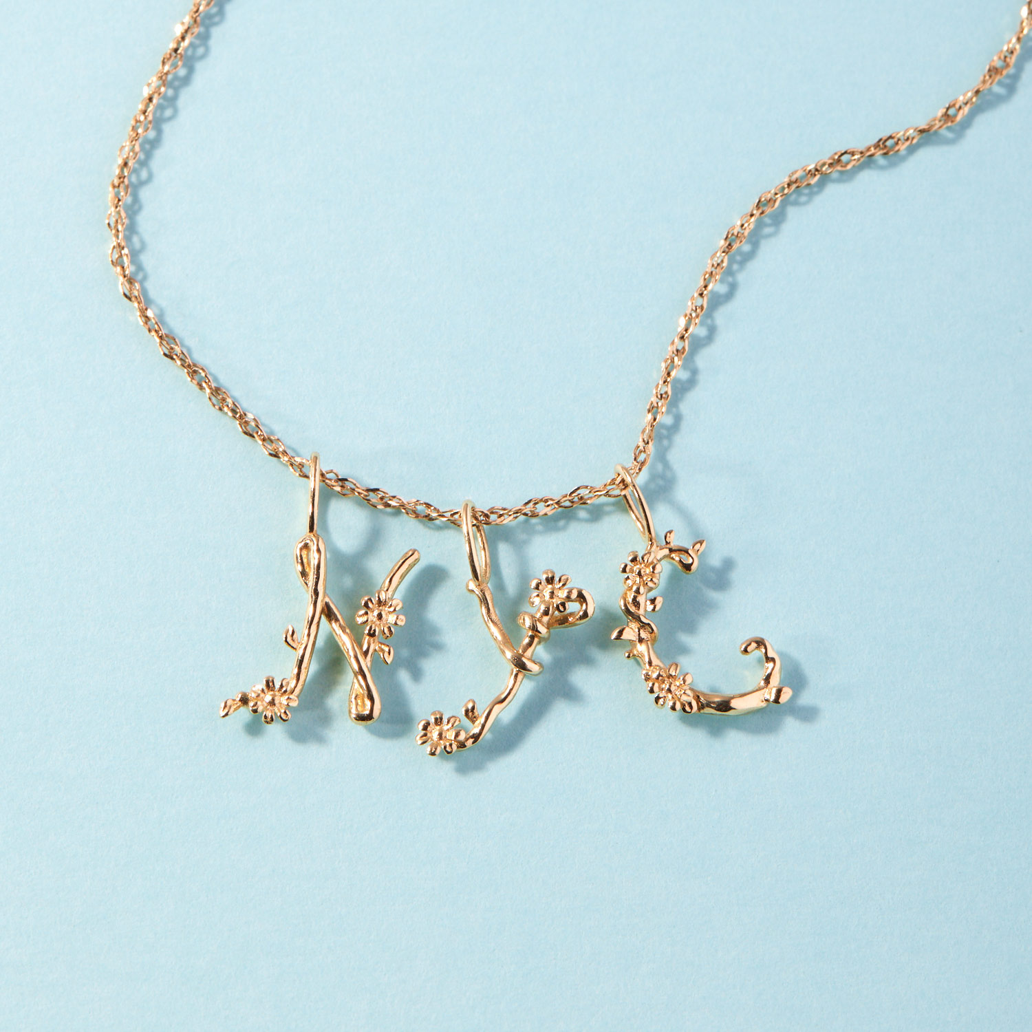 Flower Garland Alphabet Charm, Gold - Image 10