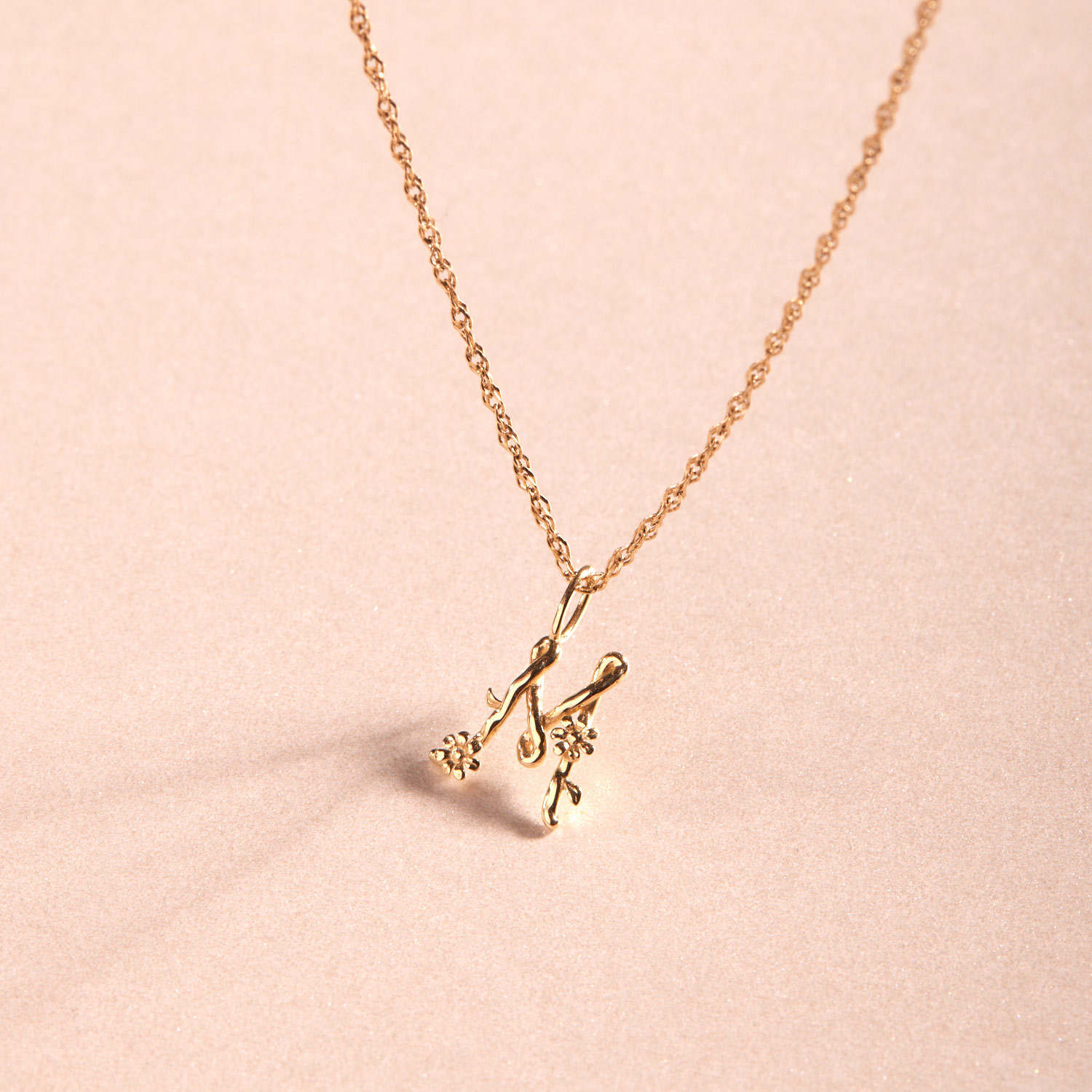 Flower Garland Alphabet Charm, Gold - Image 14