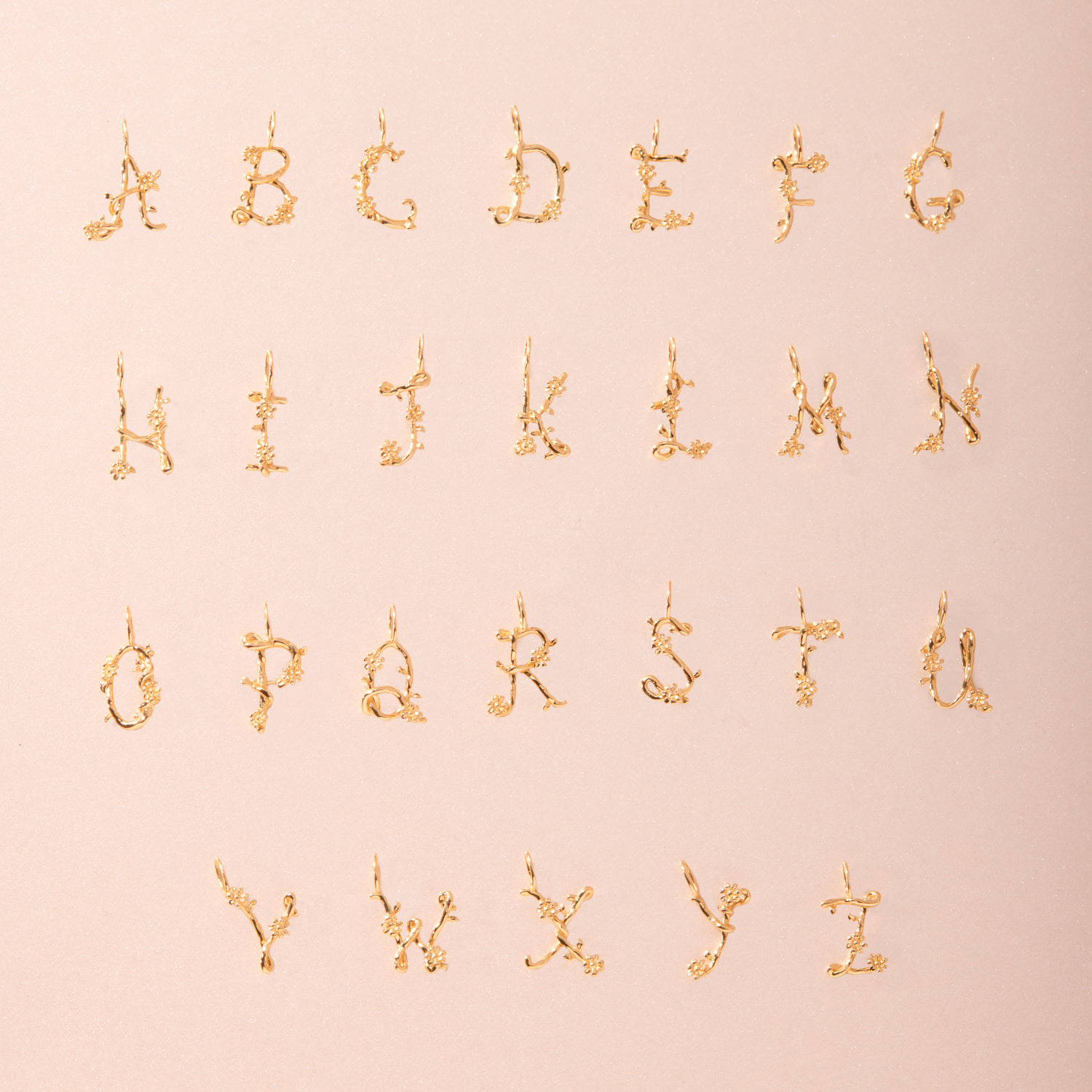 Flower Garland Alphabet Charm, Gold - Image 11