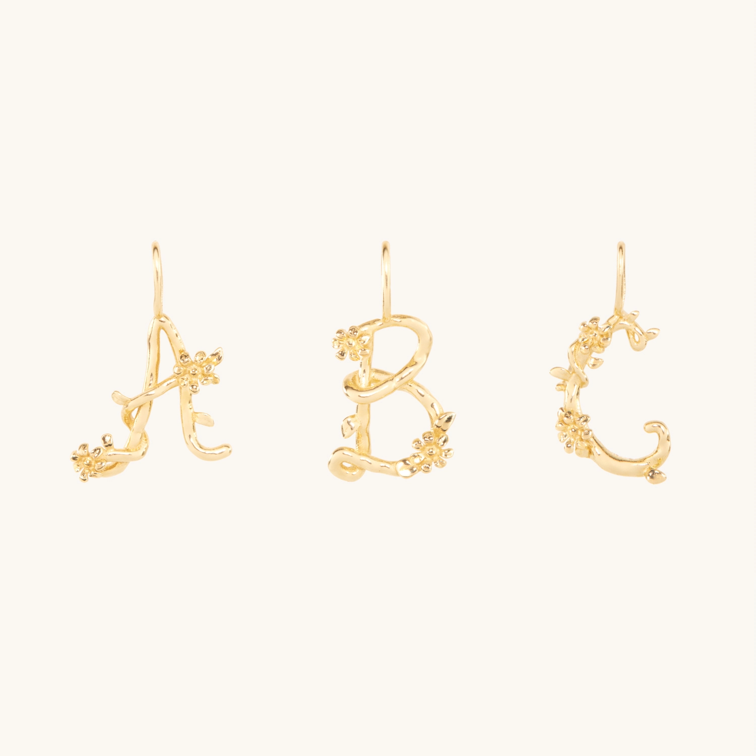 Flower Garland Alphabet Charm, Gold - Image 15