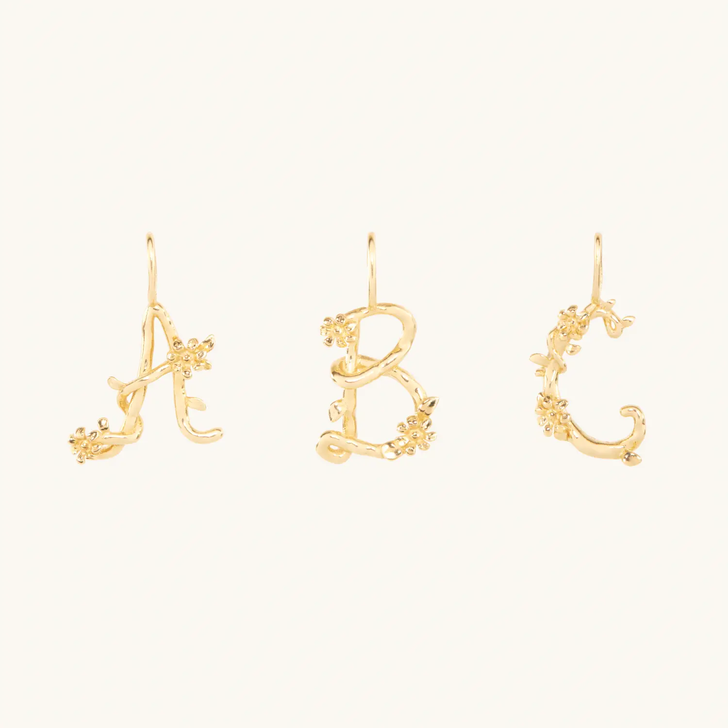 Flower Garland Alphabet Charm, Gold