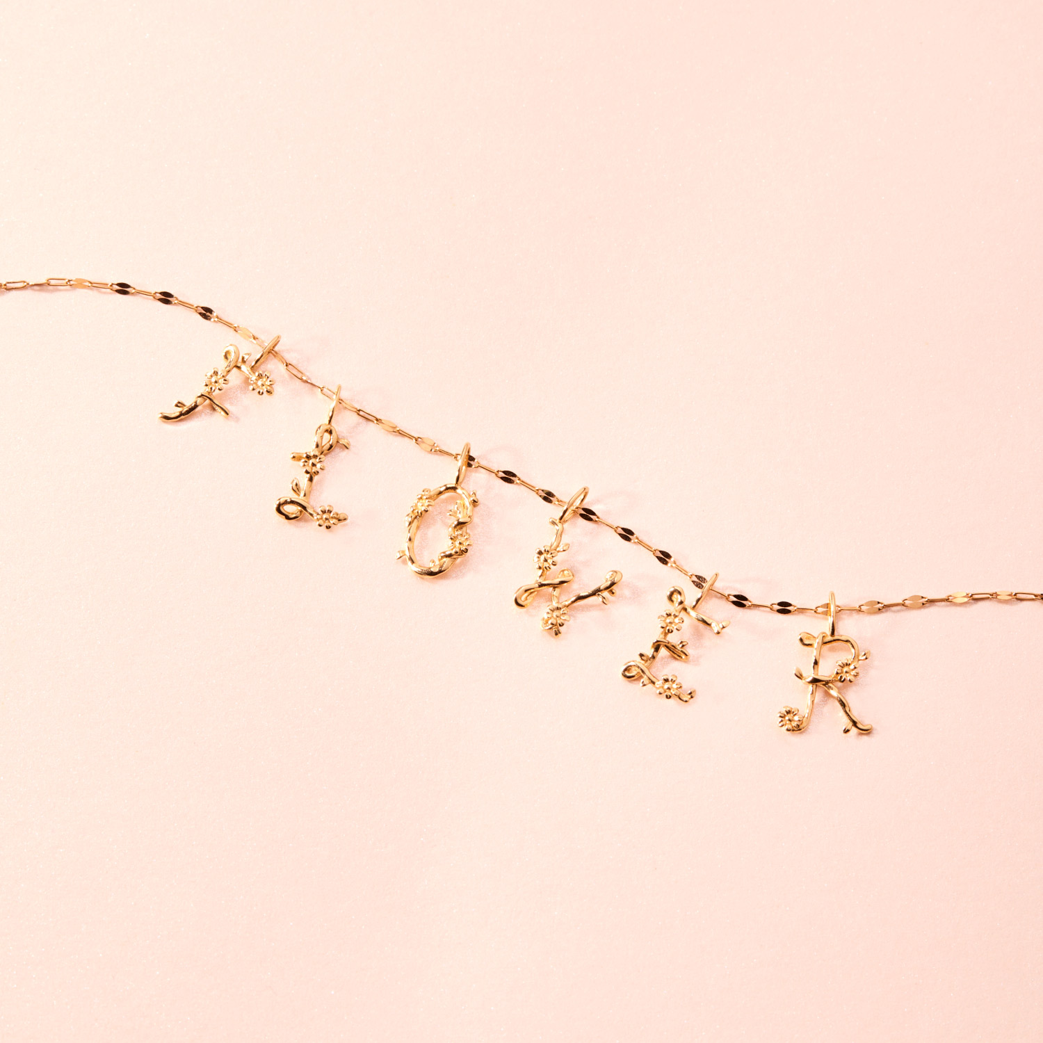 Flower Garland Alphabet Charm, Gold - Image 9