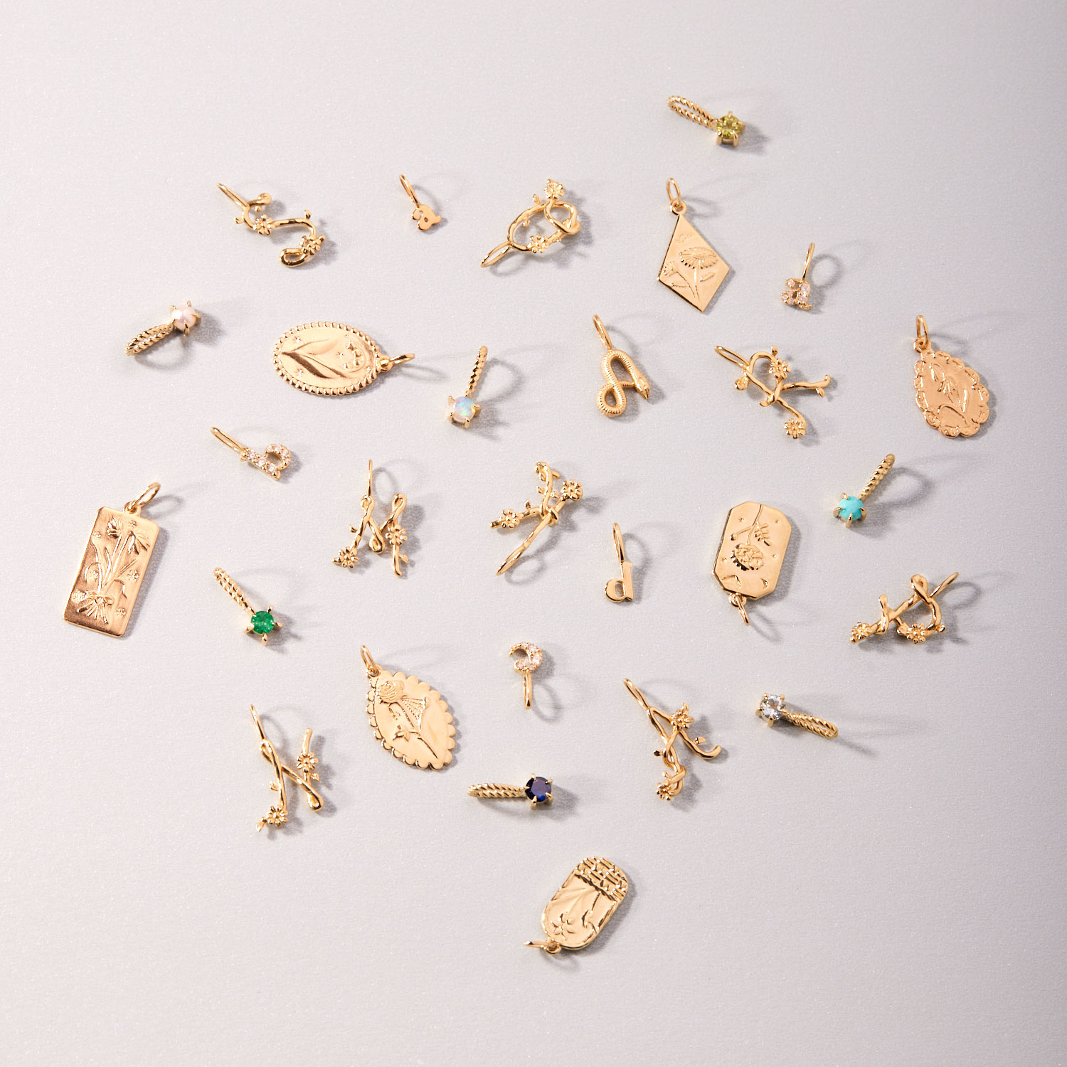 Flower Garland Alphabet Charm, Gold - Image 13