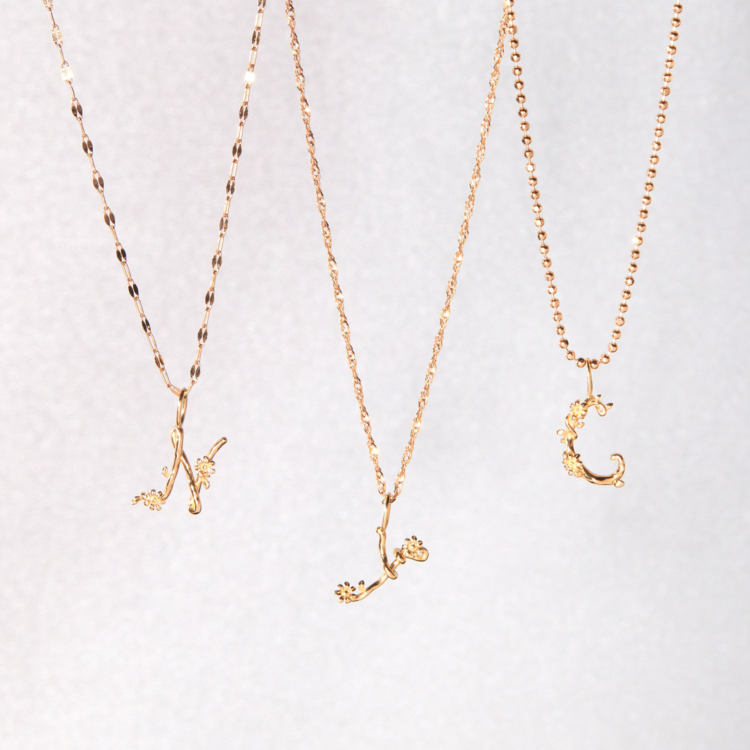 Flower Garland Alphabet Charm, Gold - Image 12