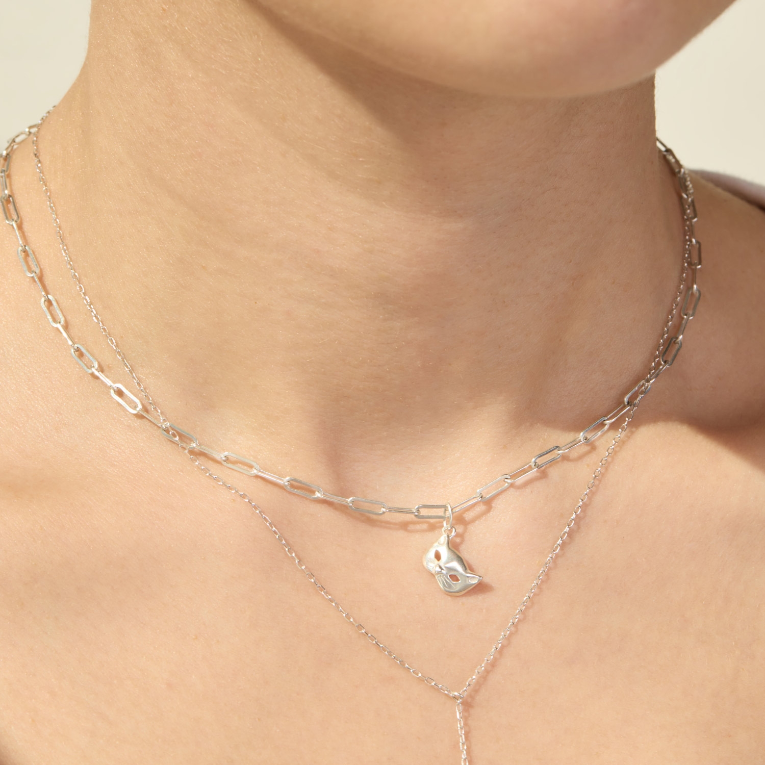 Kitten Mask Charm, Silver - Image 4