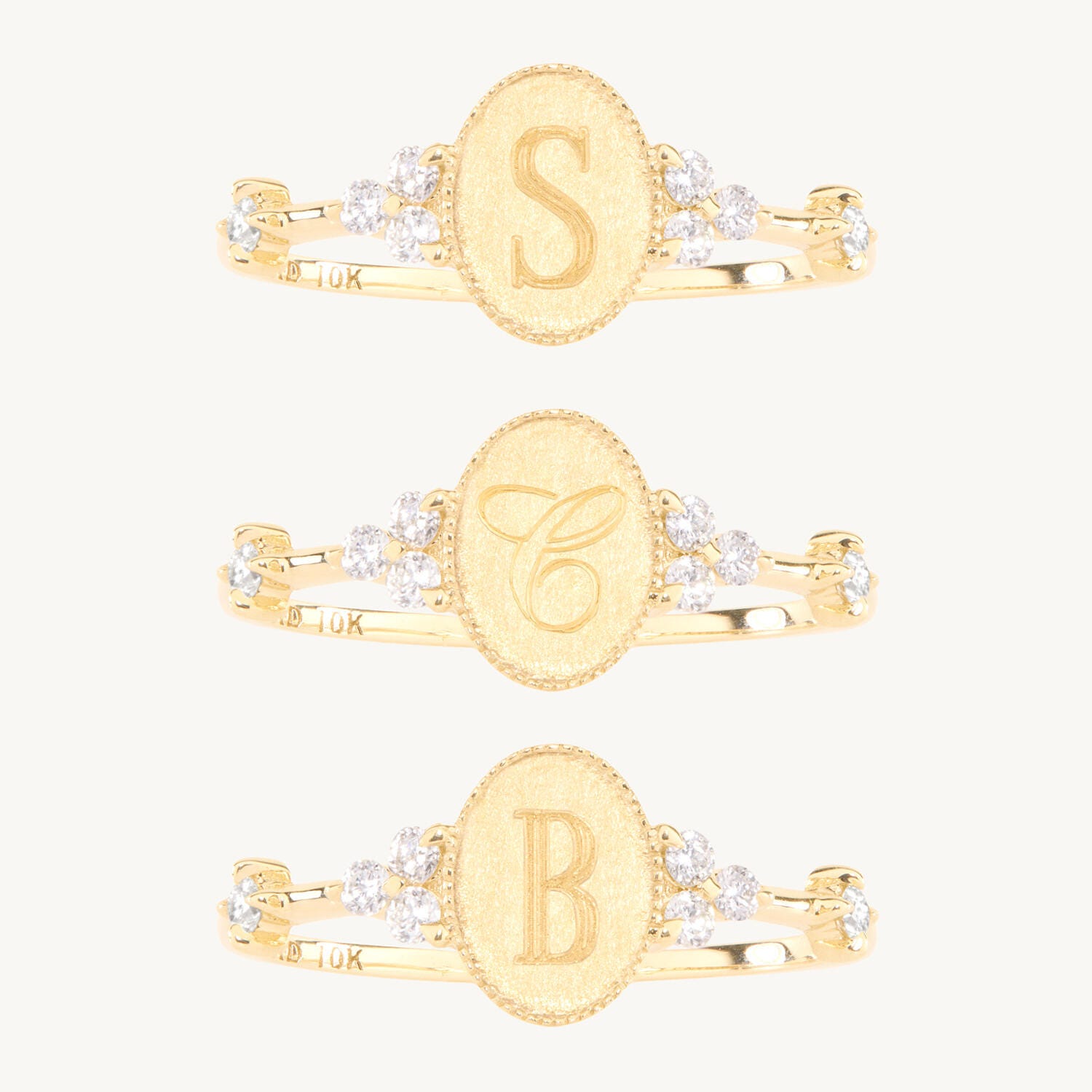 Petal Diamond Signet Ring