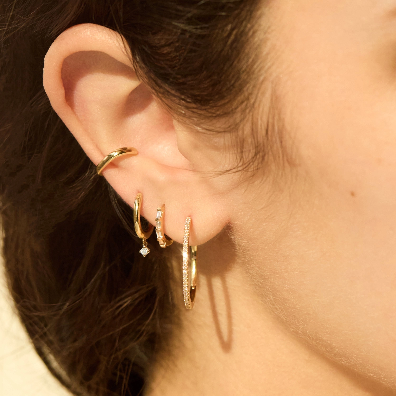 Fairy Light Diamond Hoops, Grand (pair) - Image 4
