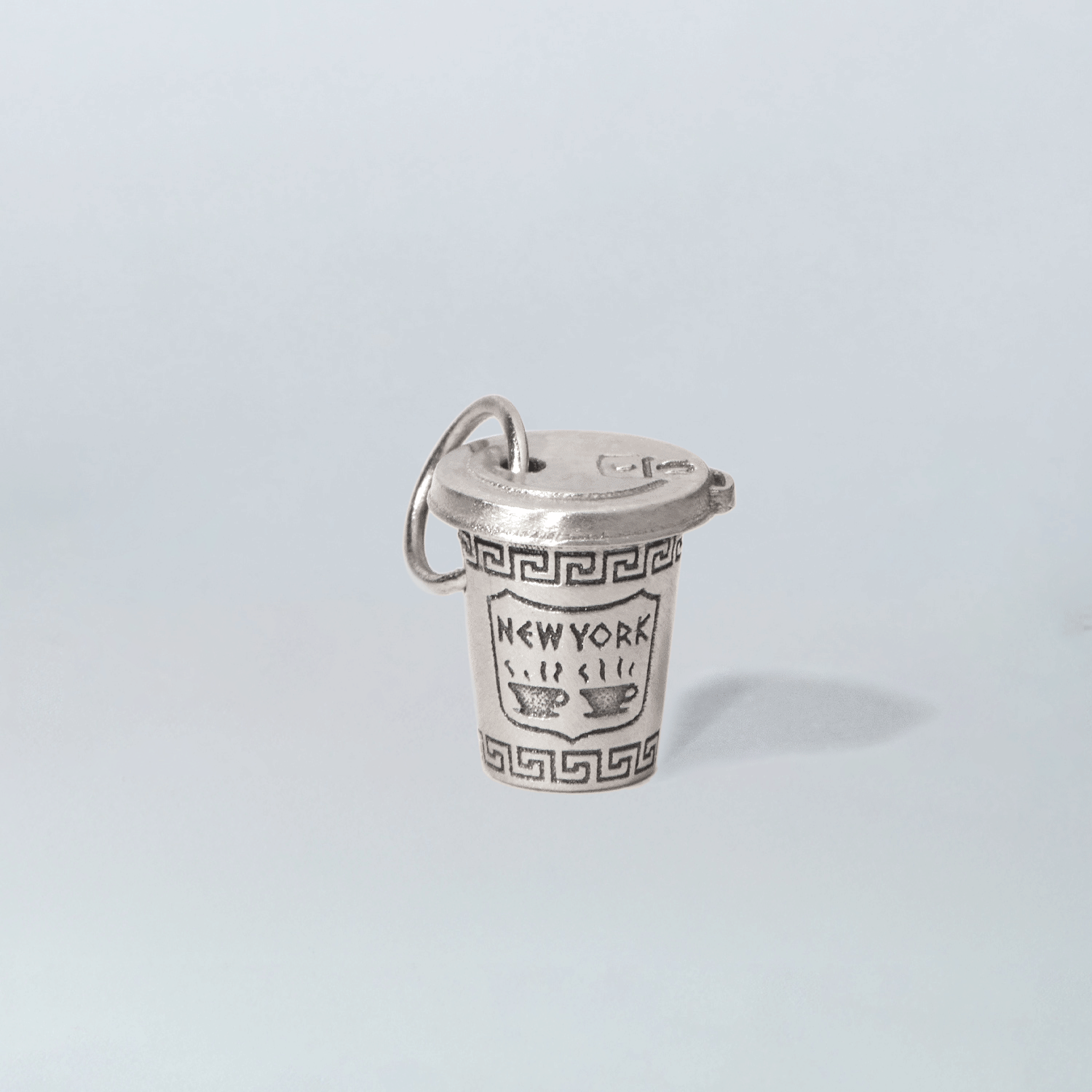 New York Coffee Cup Charm, Silver