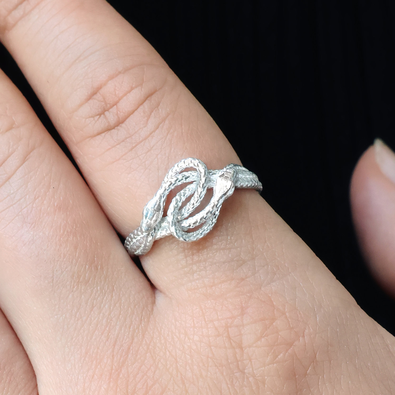 Alternative view of Sylvie Snake Silver Knot Ring
