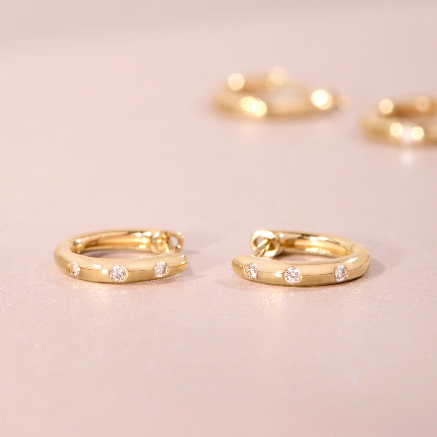 Three Diamond Classic Hoop (single) - Image 7