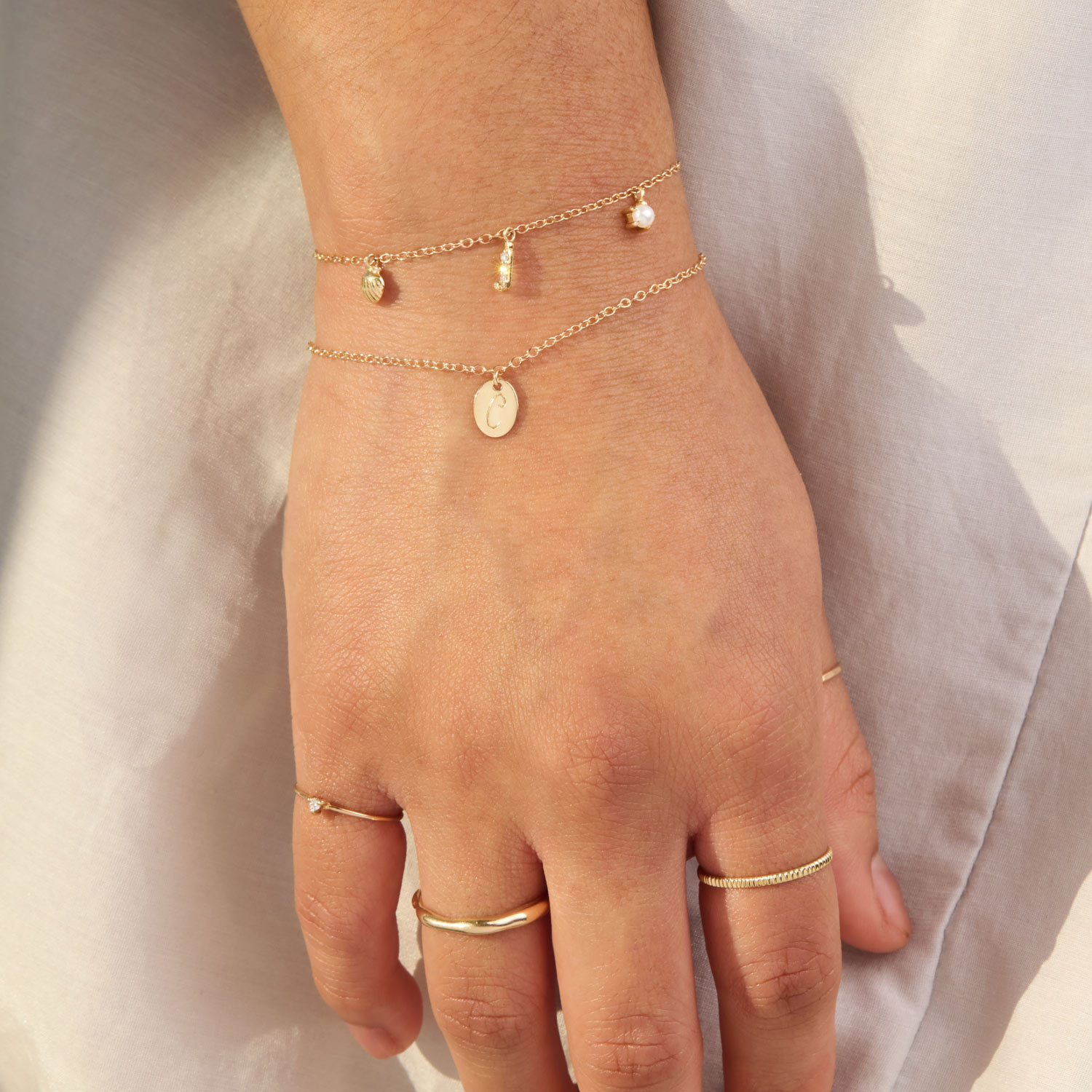 Confetti Custom One Gold Charm Bracelet - Image 4
