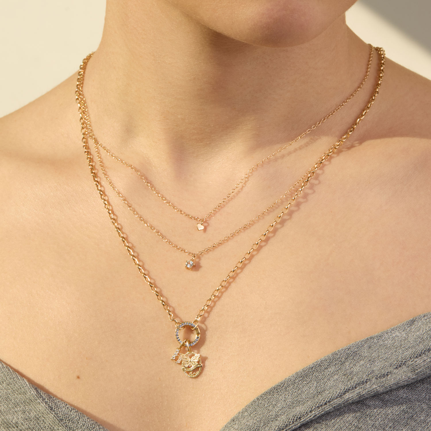Confetti Custom One Gold Charm Necklace - Image 7