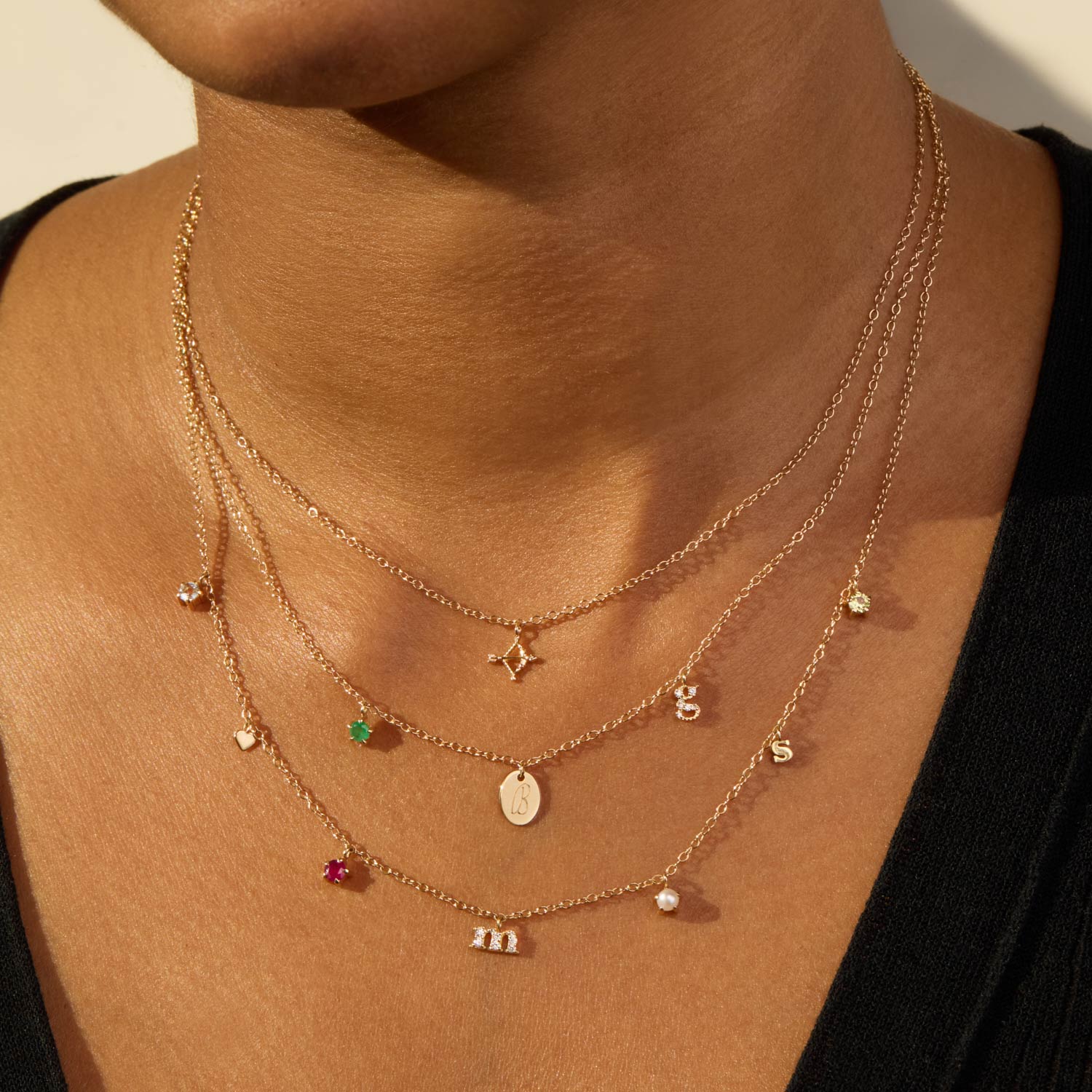 Confetti Custom One Gold Charm Necklace - Image 8