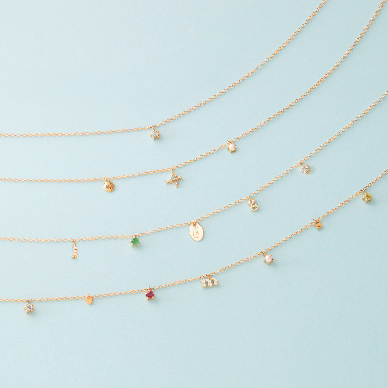 Confetti Custom One Gold Charm Necklace - Image 10