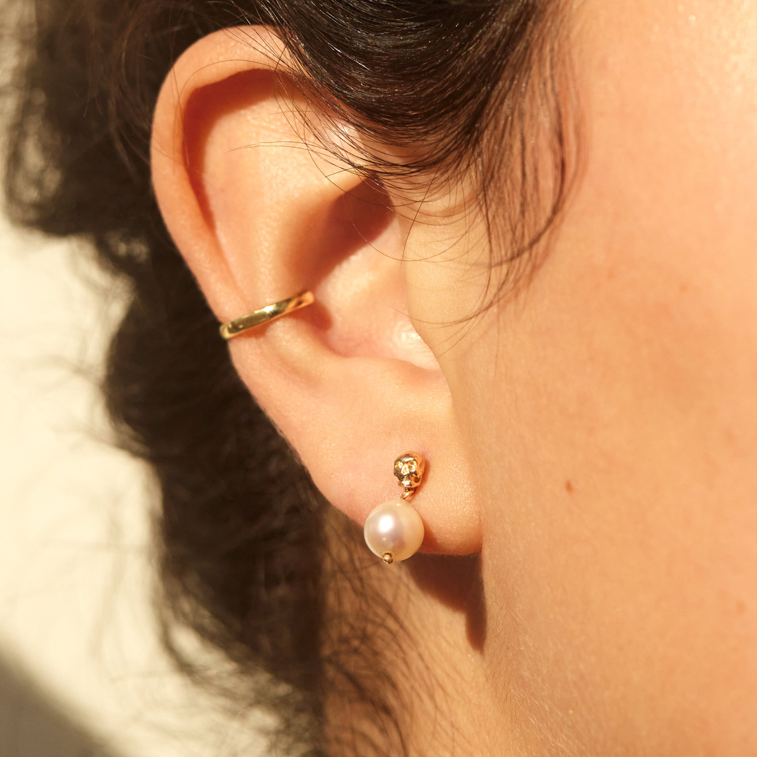 Alternative view of Together Forever Skull & Pearl Earrings (pair)