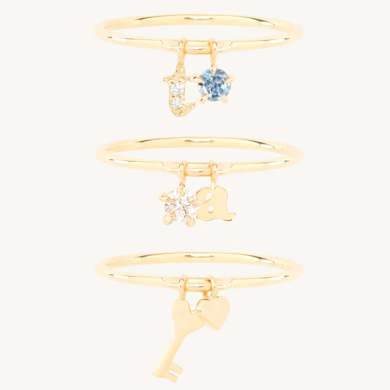 Confetti Custom Two Gold Charm Ring
