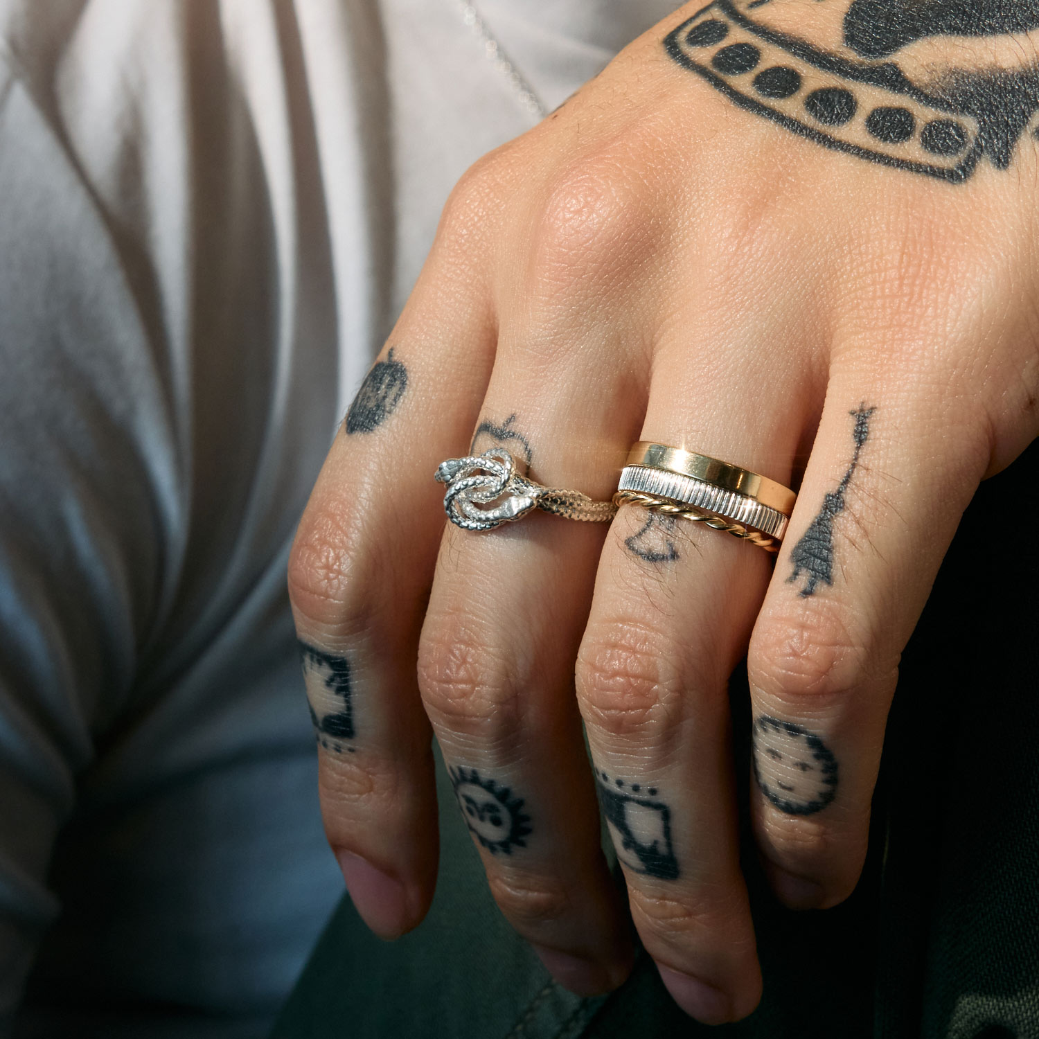 Sylvie Snake Silver Knot Ring - Image 4